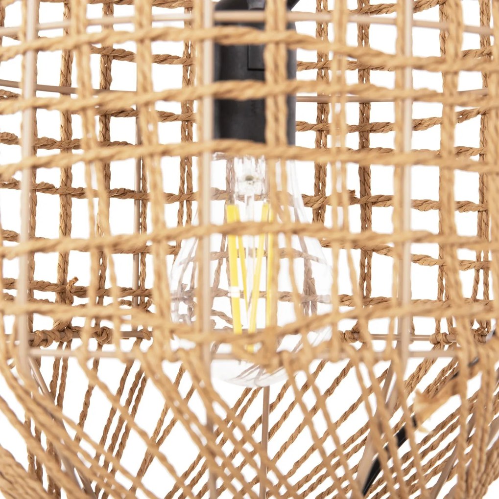 Φωτιστικό Οροφής C4344 Κυλινδρικό Paper Rope Μπέζ με 2 Λάμπες Φ25x160Υεκ. 25x25x160 εκ.