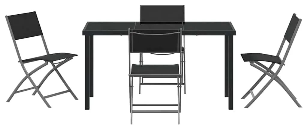 vidaXL Σέτ φαγητού για κήπο 5 pcs Μαύρο Χάλυβας με επίστρωση πούδρας