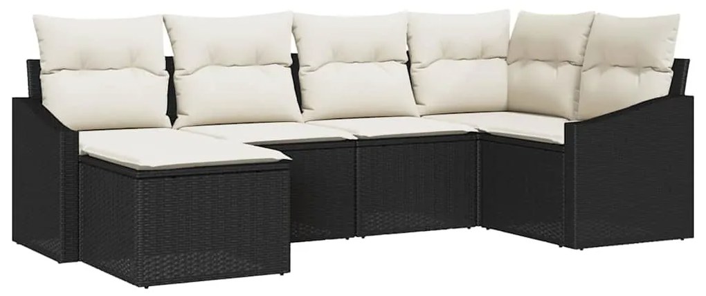 vidaXL Σετ Καναπέ Κήπου 6 pcs Μαύρο Πολυ ράταν