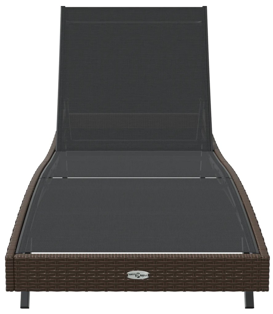 vidaXL Ξαπλώστρα με μαξιλάρι 1-πρόσωπο Καφέ 197 x 70 x 82 εκ. Πολυ ράταν