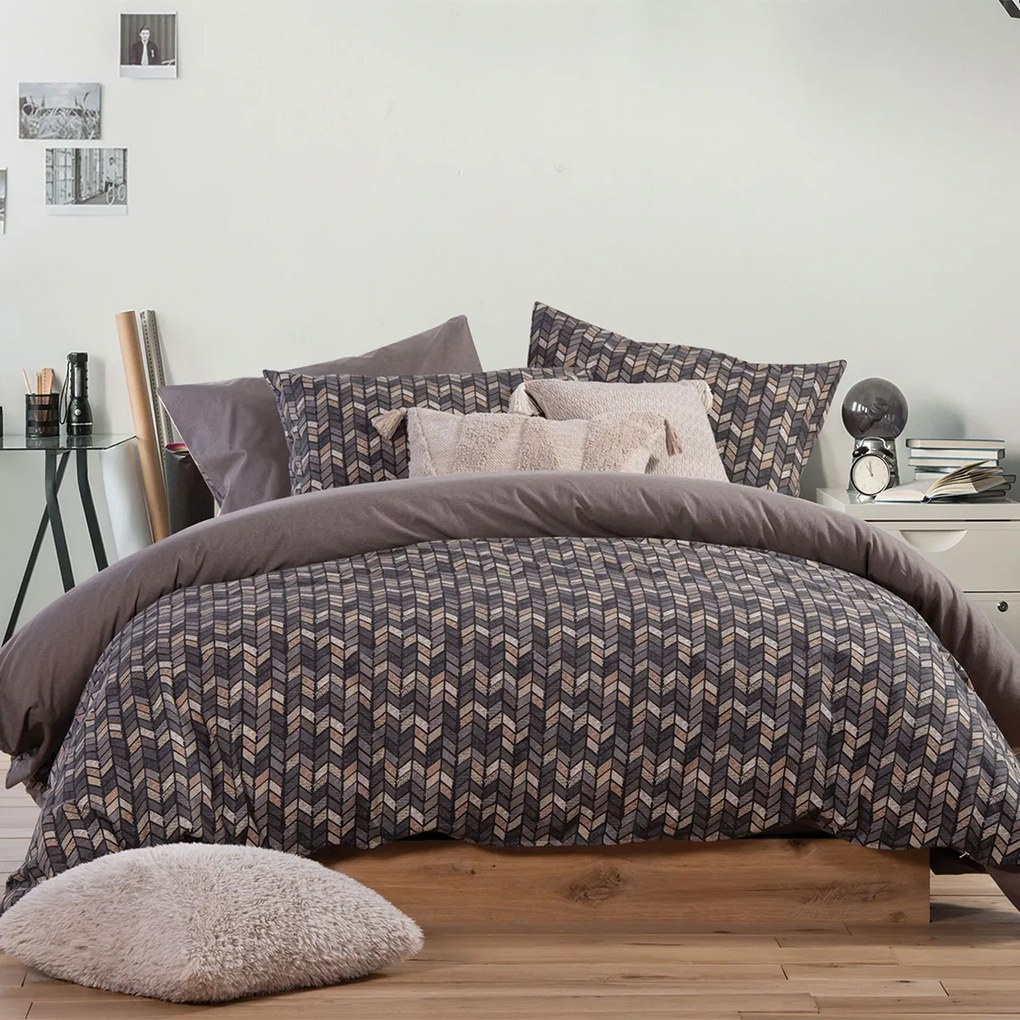 Φανελένια Σεντόνια Μονά (Σετ) Nef-Nef Homeware Flannel Stream Grey