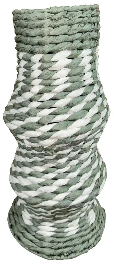 KEA ΒΑΖΟ ΜΕ ΚΑΠΑΚΙ PAPER ROPE ΦΥΣΙΚΟ ΛΕΥΚΟ ΜΕΝΤΑ 12x12xH35cm - 031557