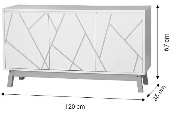 Μπουφές Aria λευκό-φυσικό 120x35x67 εκ 120x35x67 εκ.