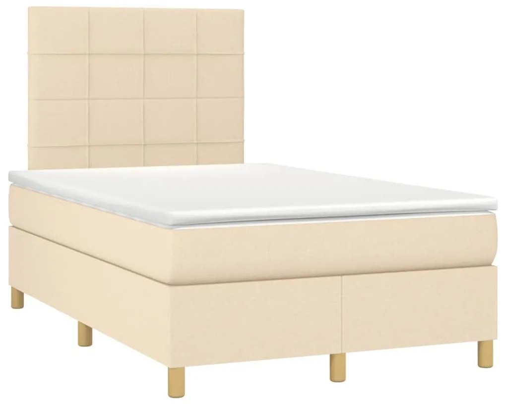 Κρεβάτι Boxspring με Στρώμα Κρεμ 120x190 εκ. Υφασμάτινο - Κρεμ