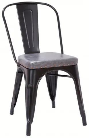 RELIX καρέκλα Μεταλ. Μαύρη Matte/PU Σκ.Γκρι 45x51x82cm Ε5191Ρ,12Μ