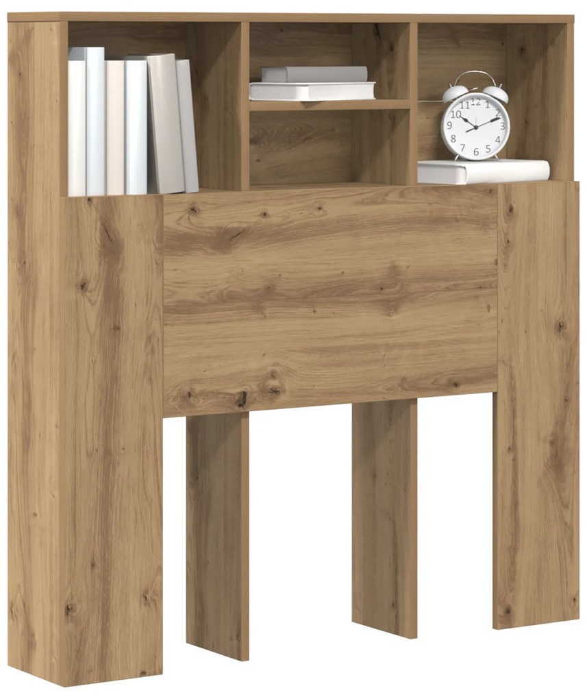 vidaXL Κρεβάτι με Κεφαλάρι με ράφι artisan δρυς 100 x 19 x 103.5 εκ