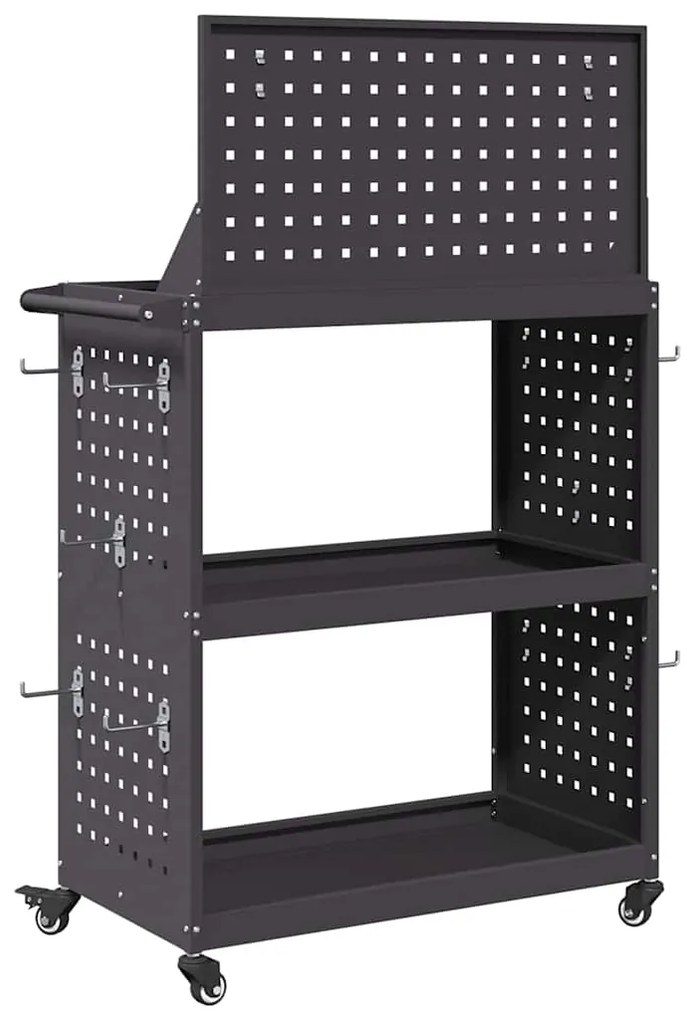 vidaXL Καρότσι εργαλείων με ράφι Μαύρο 65 x 35 x 111 εκ Κρύα χάλυβας