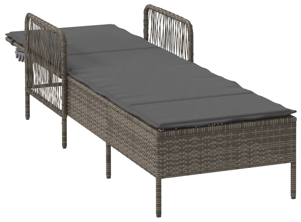 vidaXL Ξαπλώστρα Γκρι και σκούρο γκρι Ρατάν PE 157 x 55 x 92 εκ.