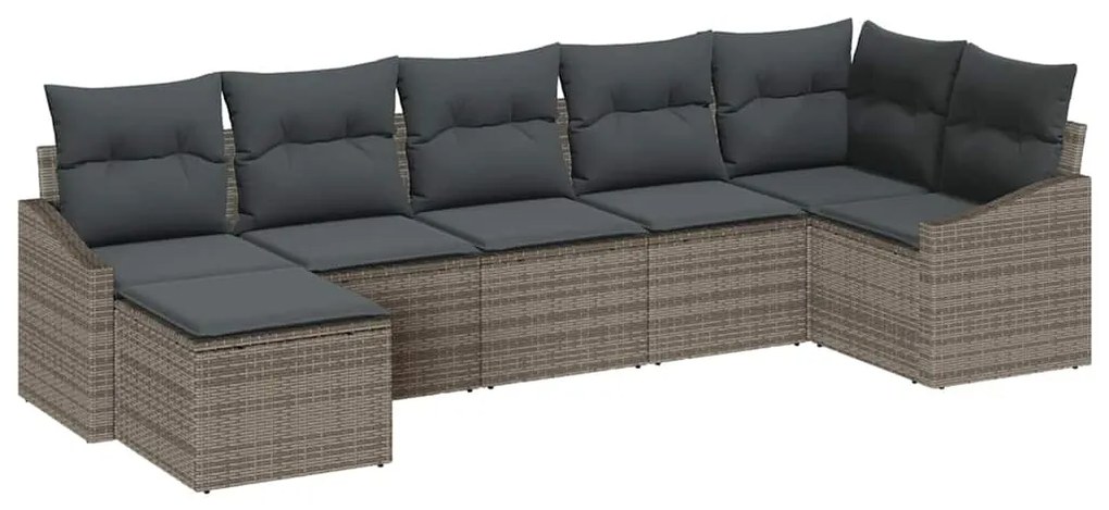 vidaXL Σετ Καναπέ με μαξιλάρι 7 pcs Γκρι συνθετικό ρατάν