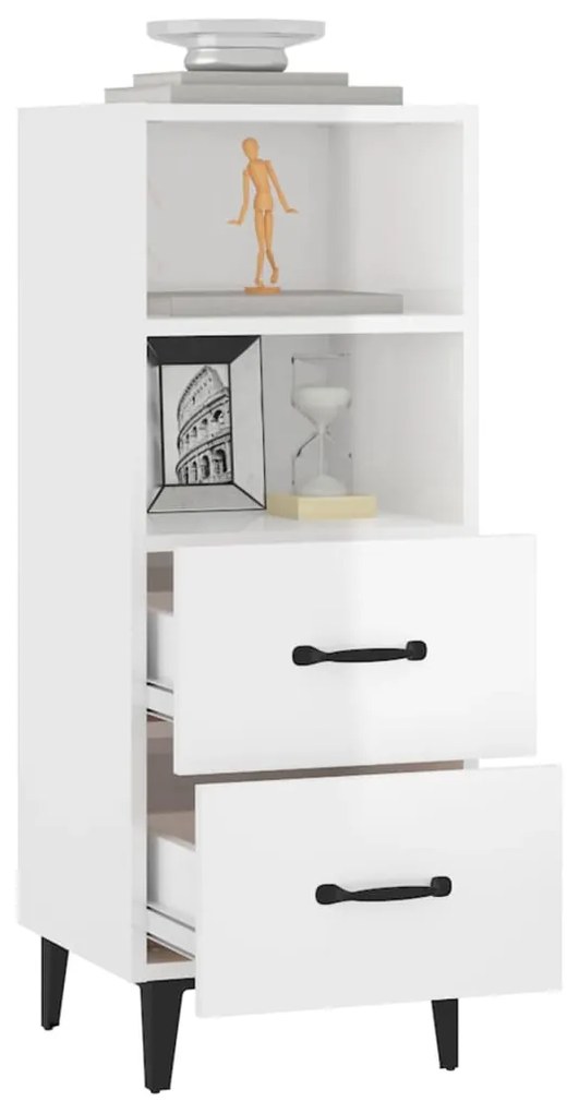 vidaXL Ντουλάπι Γυαλιστερό Λευκό 34,5x34x90 εκ. Επεξεργασμένο Ξύλο