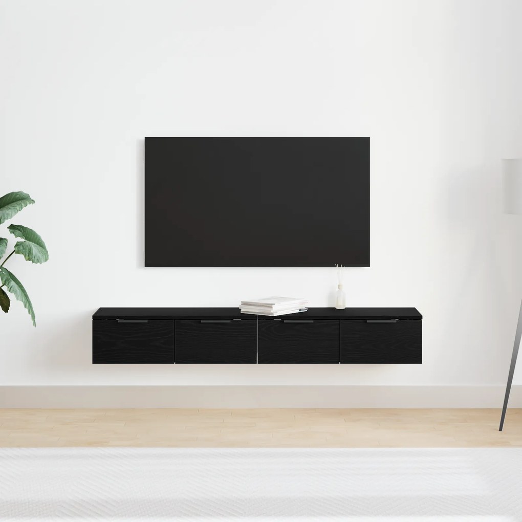 vidaXL Ντουλάπια Τοίχου 2 τεμ Μαύρη Βελανιδιά 68x30x20 εκ Επεξεργασμένο Ξύλο