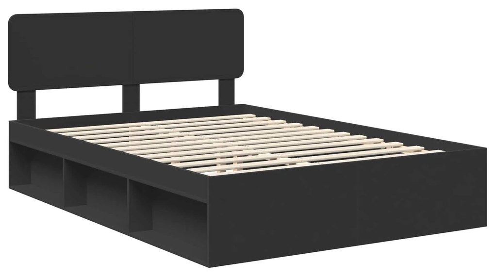 vidaXL Σκελετός Κρεβατιού Μαύρο 140 x 200 cm Στερεά ξυλεία πεύκου