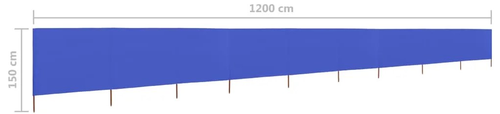 vidaXL Προστατευτικό Αέρα με 9 Πάνελ Αζούρ Μπλε 1200x120 εκ Υφασμάτινο