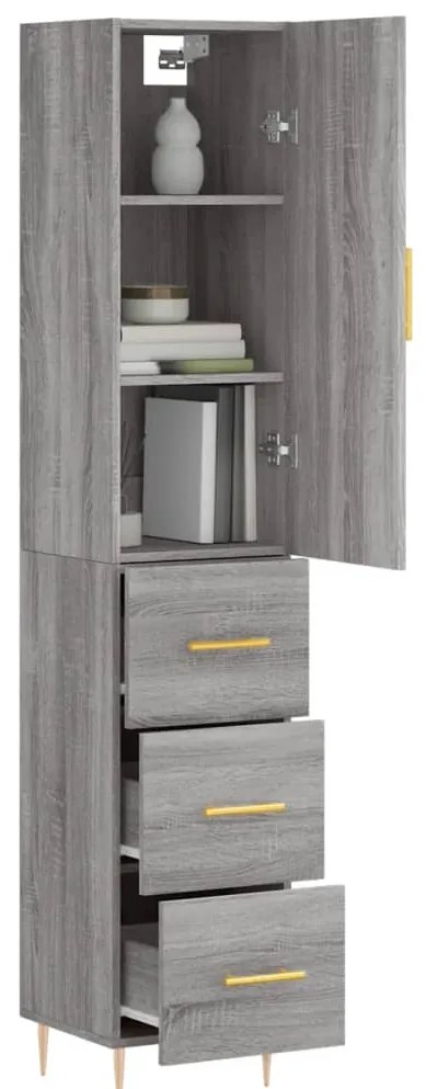 vidaXL Μπουφές Sonoma Γκρι 34,5 x 34 x 180 εκ. από Επεξεργασμένο Ξύλο
