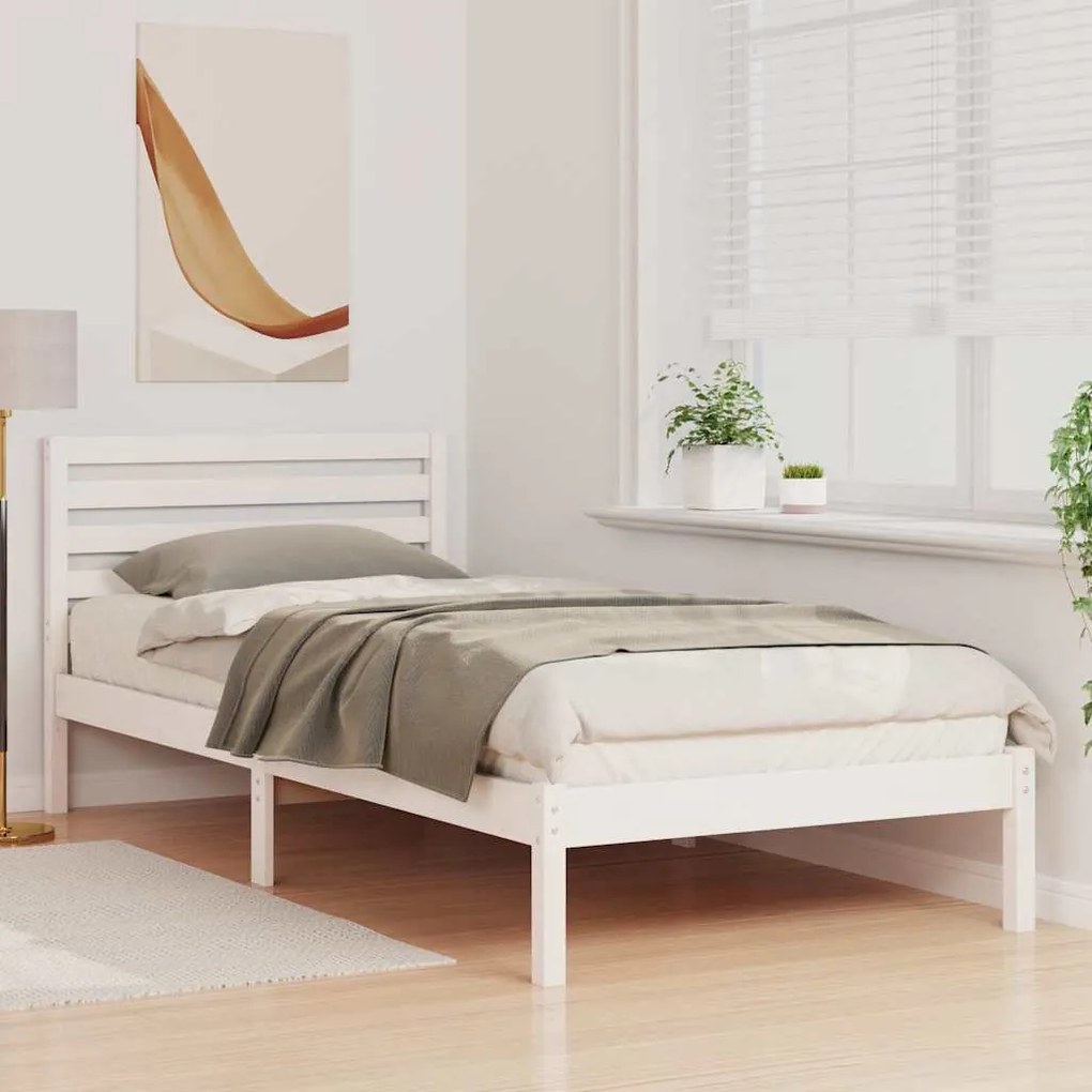 vidaXL Σκελετός Κρεβατιού Λευκό 80 x 220 cm Μασίφ ξύλο πεύκου