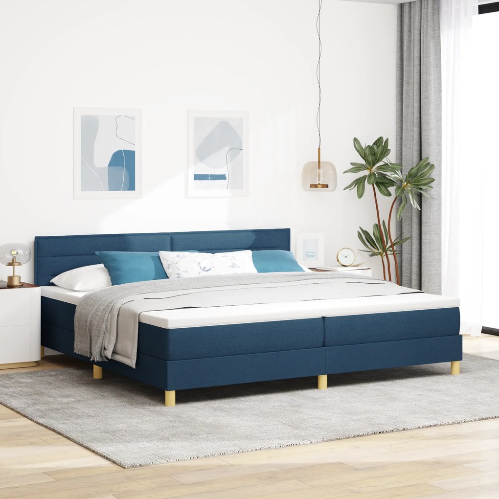 vidaXL Κρεβάτι με Στρώμα Μπλε 200x200 εκ. Ύφασμα