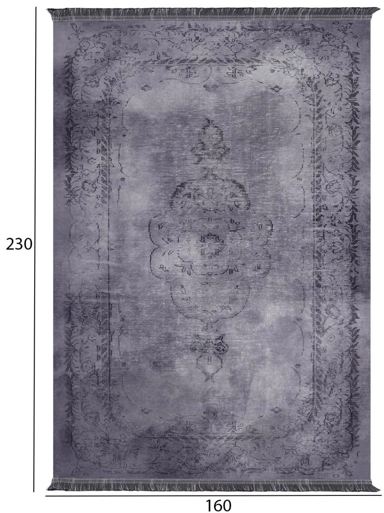 Χαλί Σαλονιού Josiane Vintage Με Κρόσια Γκρι 160x230 Εκ.