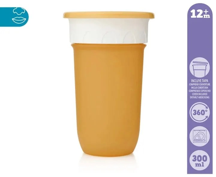 Ποτήρι Εκπαιδευτικό 360° 300ml Yellow +12m Kiokids