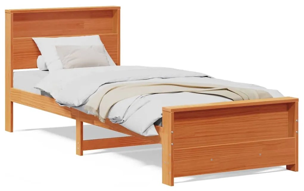 vidaXL Σκελετός Κρεβατιού Καφέ κεριού 75 x 190 cm Μασίφ ξύλο πεύκου