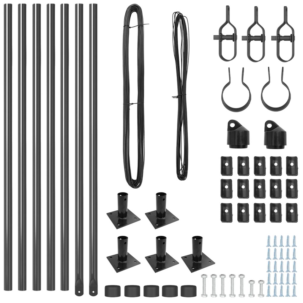 vidaXL Σετ Φραχτών 7 pcs Γκρι Ø32mm 160 εκ Σκυρόδεμα, Μέταλλο