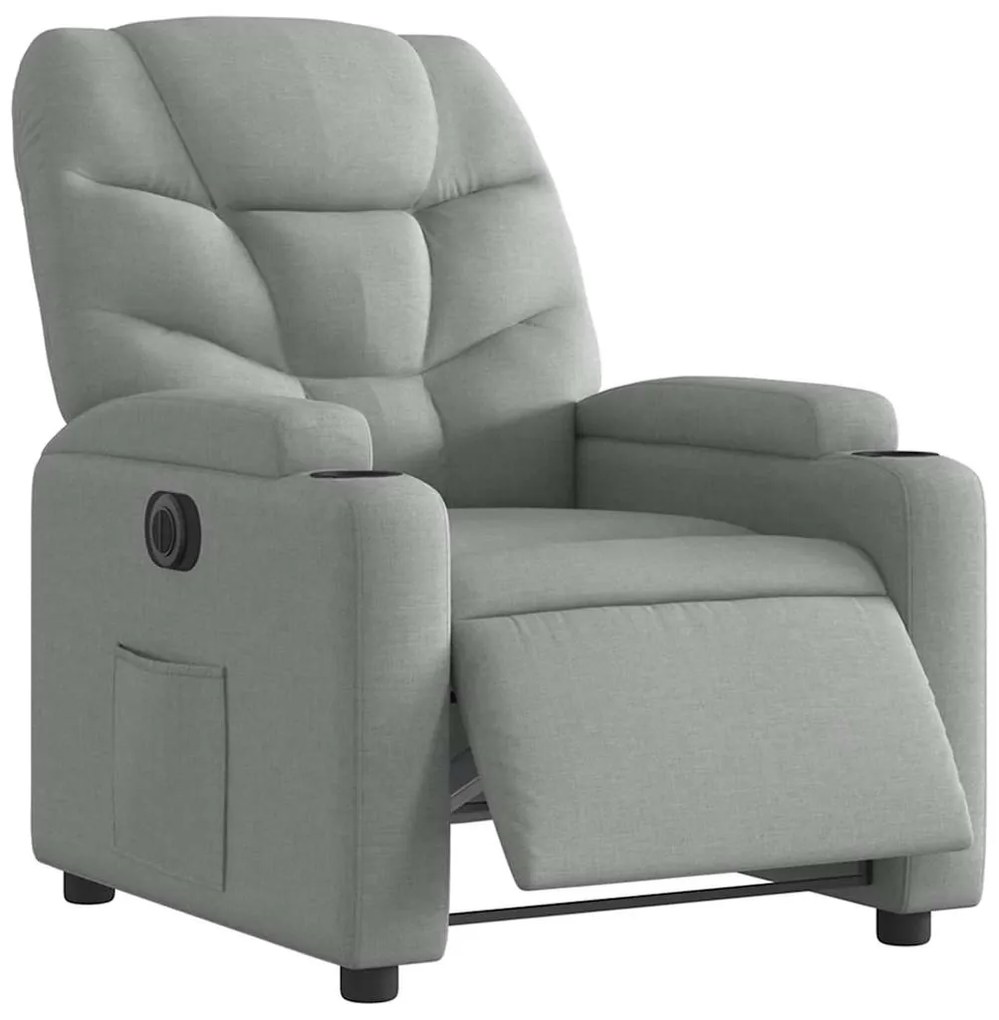 vidaXL Πολυθρόνα Ανακλινόμενη Ηλεκτρική Ανοιχτό Γκρι Υφασμάτινη
