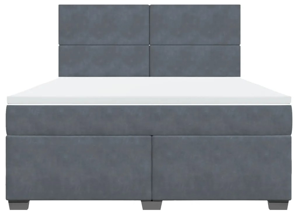 vidaXL Κρεβάτι Boxspring με Στρώμα Σκούρο Γκρι 180x200 εκ. Βελούδινο