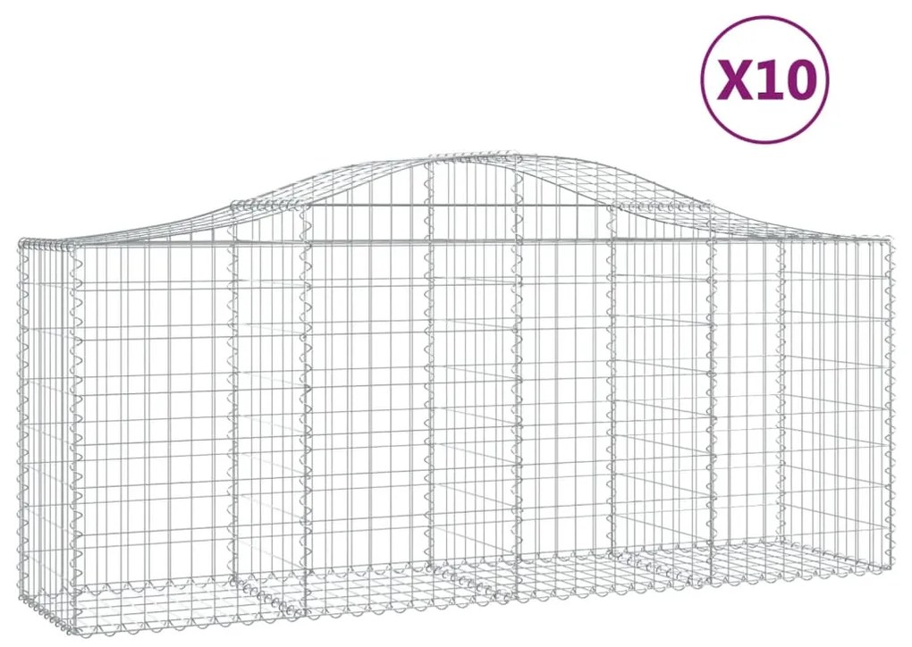 vidaXL Συρματοκιβώτια Τοξωτά 10 τεμ. 200x50x80/100 εκ. Γαλβαν. Ατσάλι