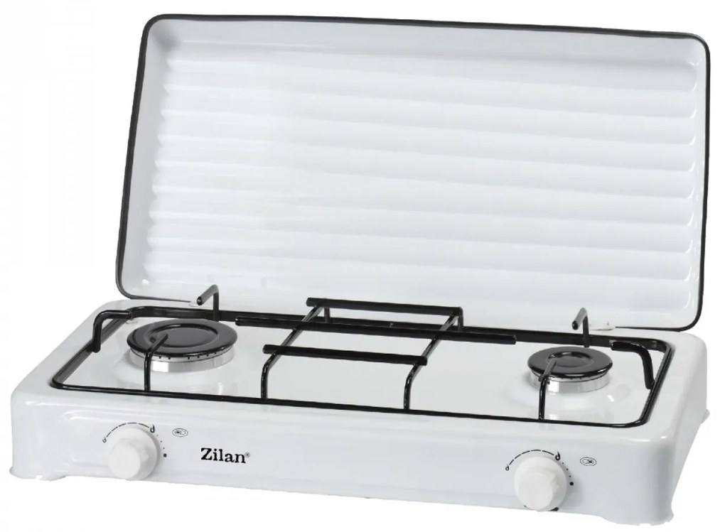 Εστία Υγραερίου ZLN0025-WHT Διπλή Εμαγιέ 60,50x35,50x9,50cm White Zilan Εμαγιέ