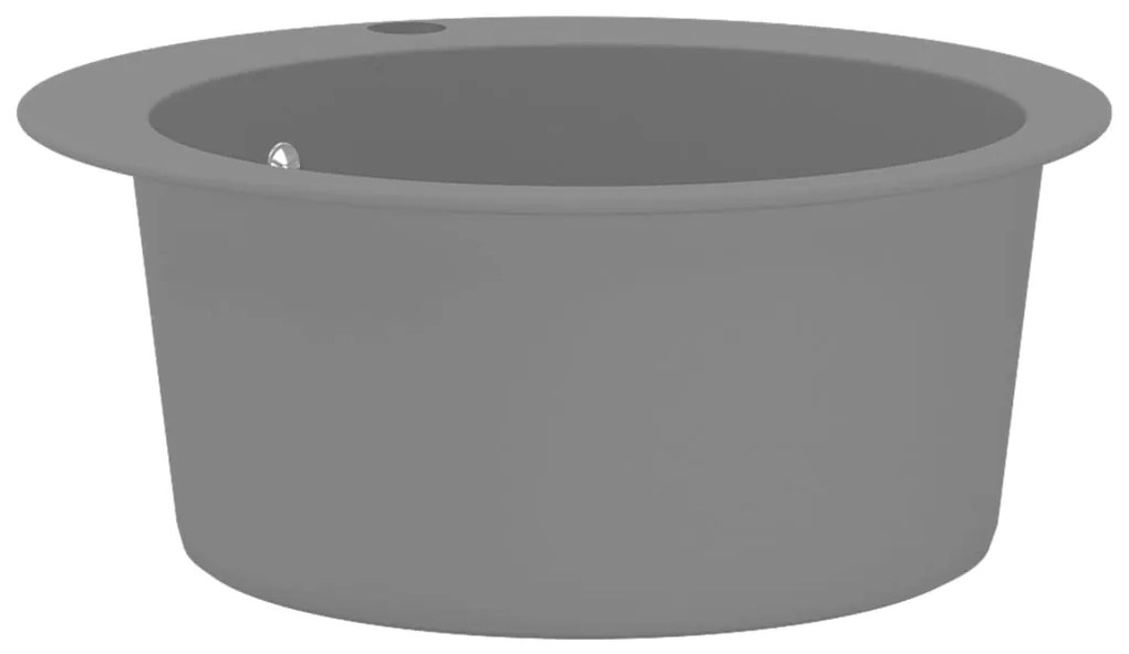 vidaXL Νεροχύτης με Μονή Γούρνα Στρογγυλός Γκρι Γρανιτένιος