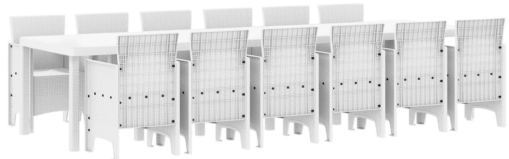 vidaXL Σέτ φαγητού για κήπο 13 pcs Λευκό Rattan Polt