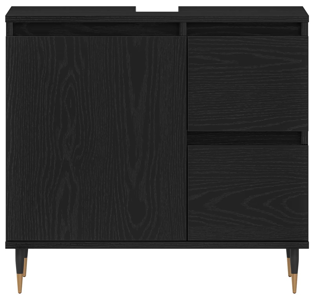 vidaXL Νιπτήρας Μπάνιου Μαύρο Δρυς 65x33x60 εκ Επεξεργασμένο ξύλο