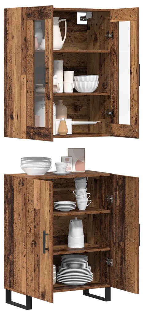 vidaXL Highboard Παλαιό ξύλο 69.5 x 34 x 90 εκ. Επεξεργασμένο ξύλο