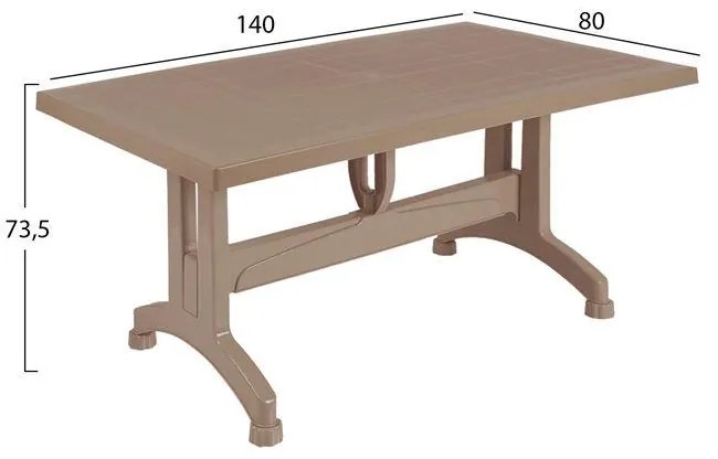 Σετ Κήπου Τραπεζαρία HM10576.02 5 τεμ Καπουτσίνο Rattan Πολυπροπυλενίου με Τραπέζι 140x80x73.5 εκ. &amp; 4 Καρέκλες