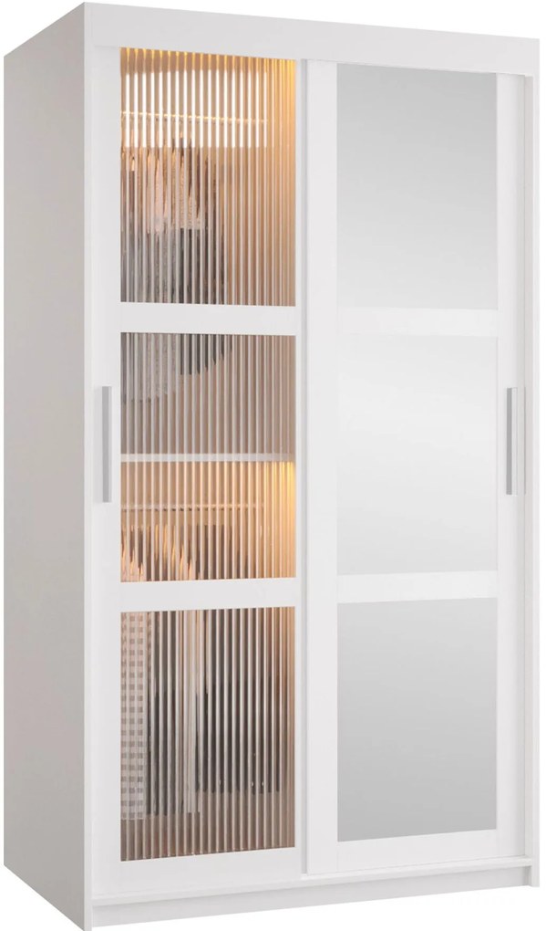 Ντουλάπα Flutes II 100 Συρόμενη-Λευκό