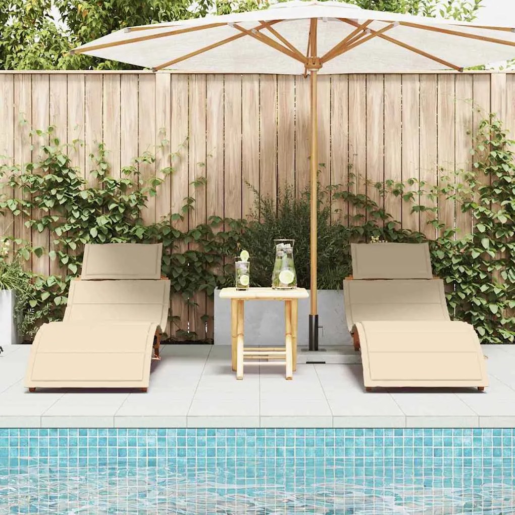 vidaXL Ξαπλώστρα 2 pcs Μπεζ 184 x 55 x 64 εκ Μασίφ ξύλο ακακίας