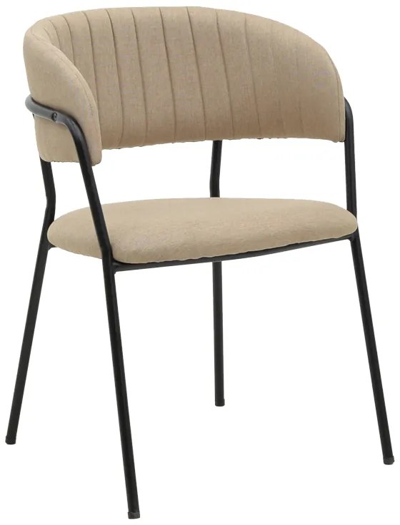 Καρέκλα Morel pakoworld μπεζ ύφασμα-πόδι μαύρο μέταλλο 55x55x76εκ