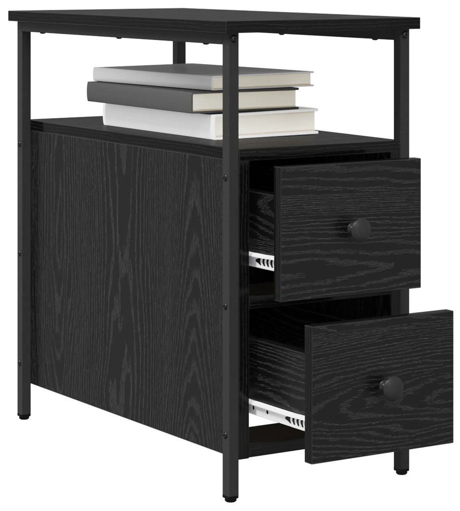 vidaXL Κομοδίνο με συρτάρι 2 pcs Μαύρη δρυς 30 x 60 x 60 εκ.