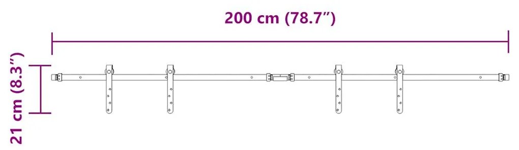 ΚΙΤ ΣΥΡΟΜΕΝΗΣ ΠΟΡΤΑΣ ΓΡΑΦΕΙΟΥ 200 CM ΑΠΟ ΑΝΘΡΑΚΟΥΧΟ ΧΑΛΥΒΑ 4009667