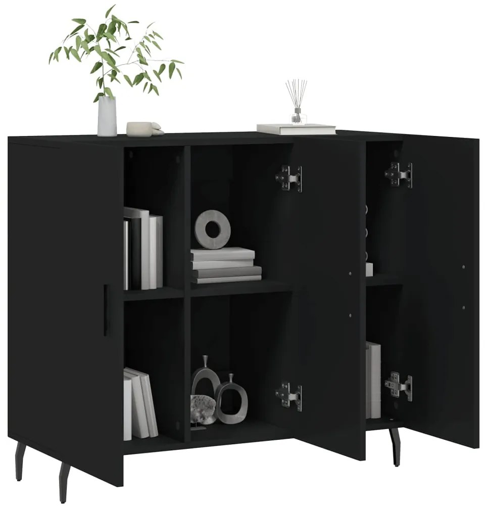 vidaXL Ντουλάπι Μαύρο 90 x 34 x 80 εκ. από Επεξεργασμένο Ξύλο