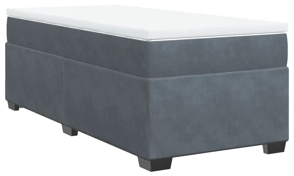 vidaXL Κρεβάτι Boxspring με Στρώμα Σκούρο Γκρι 100x200 εκ. Βελούδινο