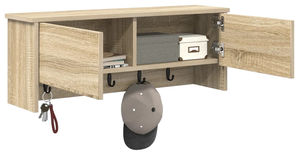vidaXL Τοίχου Κρεμάστρα Sonoma Δρυς 80 x 20 x 30 cm Επεξεργασμένο ξύλο