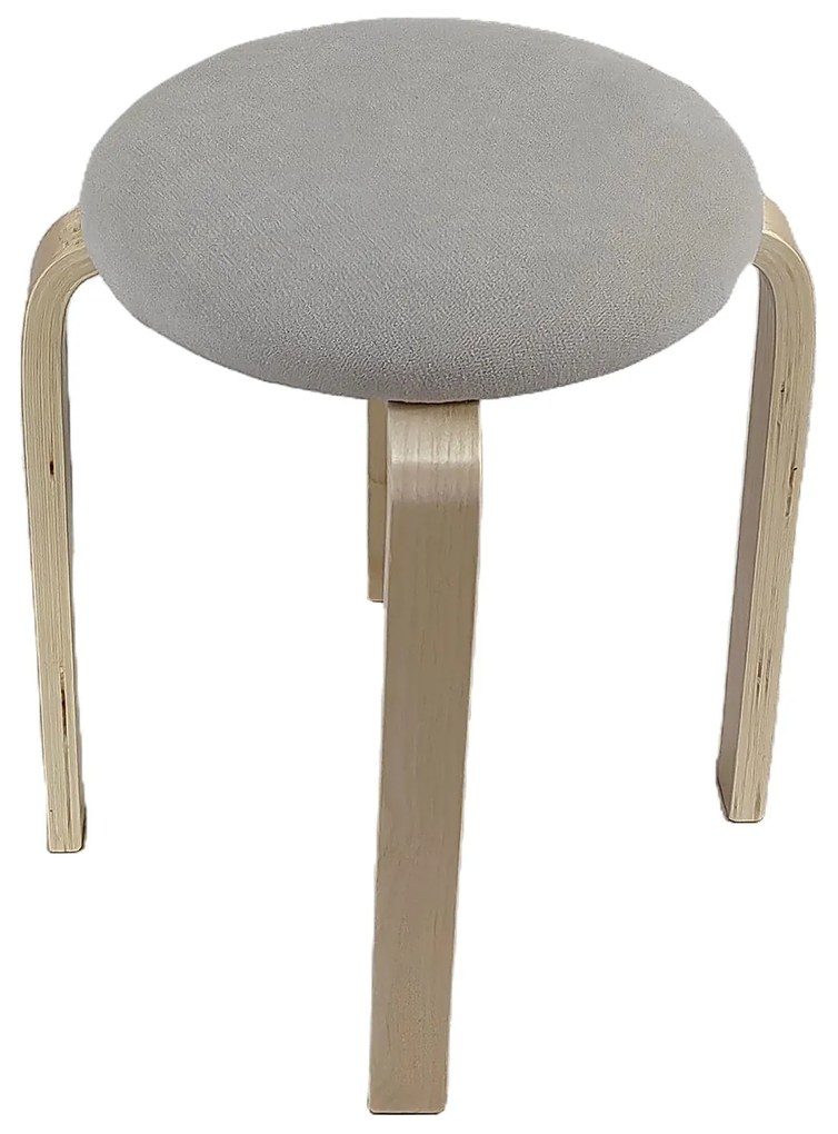 Σκαμπό ArteLibre MILOA Mπεζ/Φυσικό Ύφασμα/Ξύλο 42x42x45cm