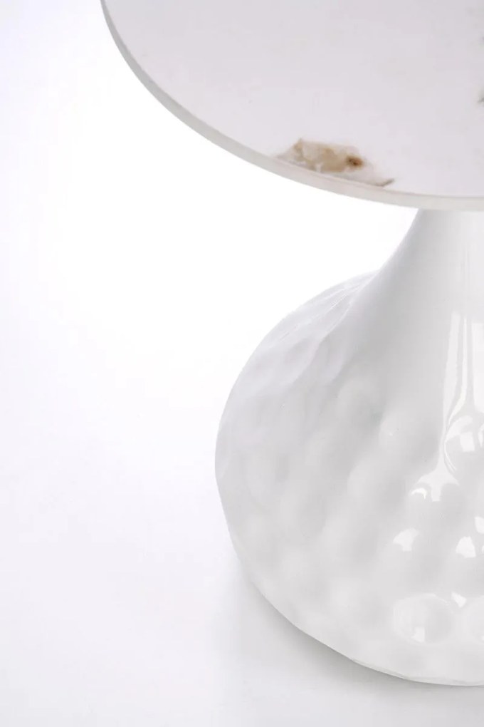 Venus Βοηθητικο Τραπεζακι Απομιμηση Μαρμαρο Λευκό