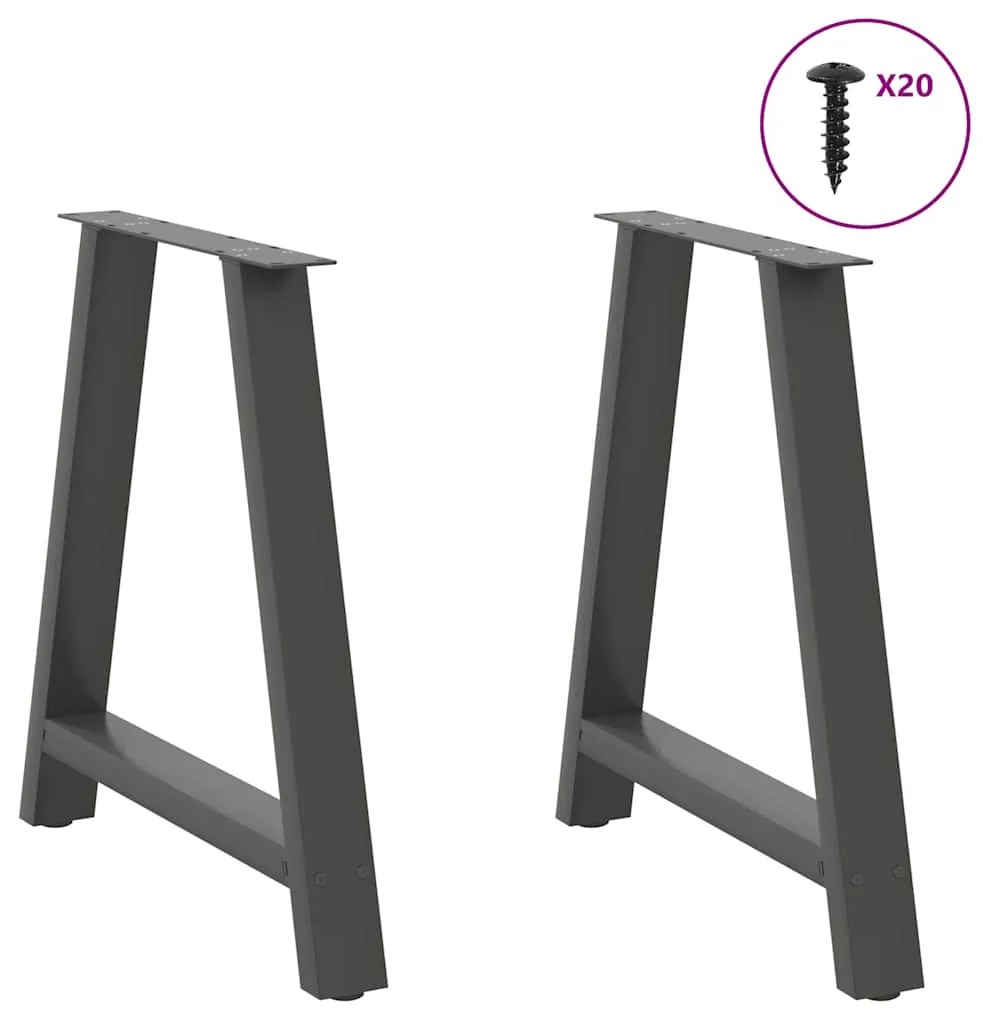 vidaXL Πόδια Τραπεζαρίας Σχήματος Α 2 τεμ. Ανθρακί 70x(72-73) εκ. Ατσάλι