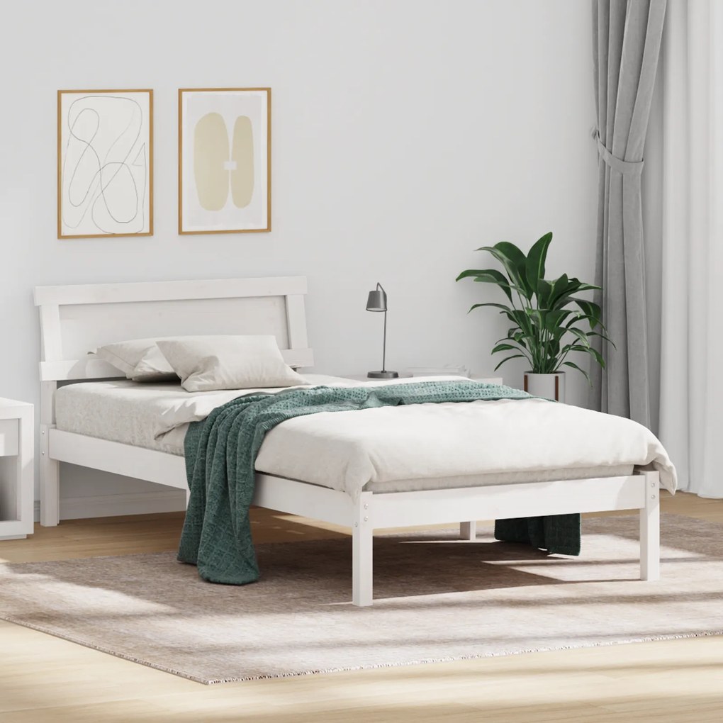 vidaXL Σκελετός Κρεβατιού Λευκό 90 x 190 cm Συμπαγές ξύλο πεύκου