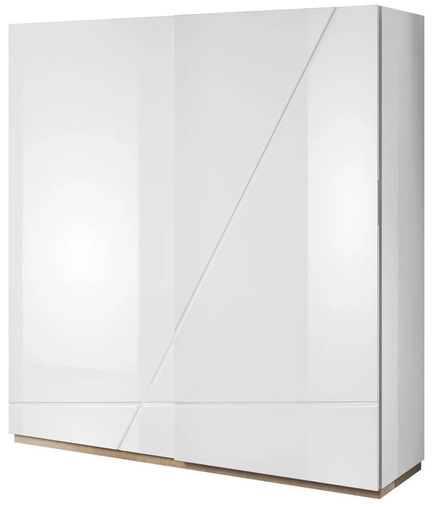 Ντουλάπα Fresno R111, Γυαλιστερό λευκό, Άσπρο, 200x216x60cm, Πόρτες ντουλάπας: Ολίσθηση