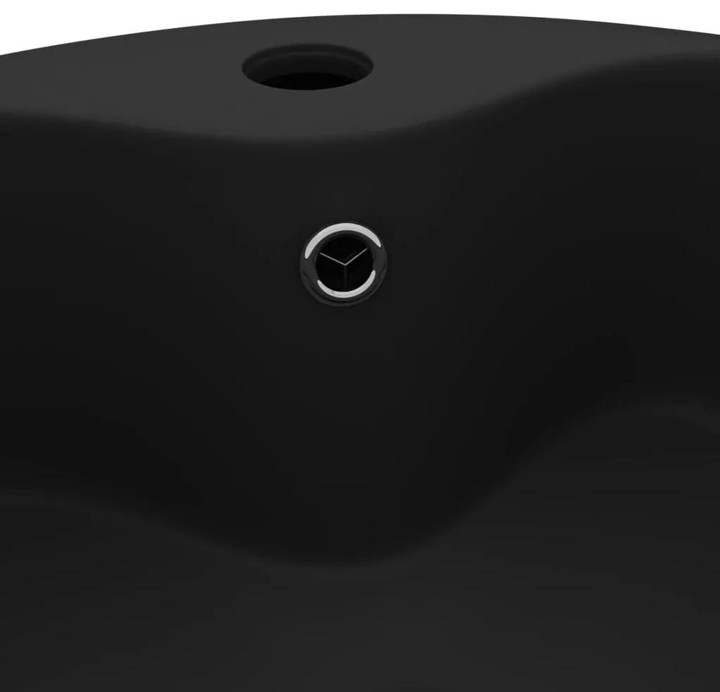 Νιπτήρας Πολυτελής με Υπερχείλιση Μαύρο Ματ 36x13 εκ. Κεραμικός - Μαύρο