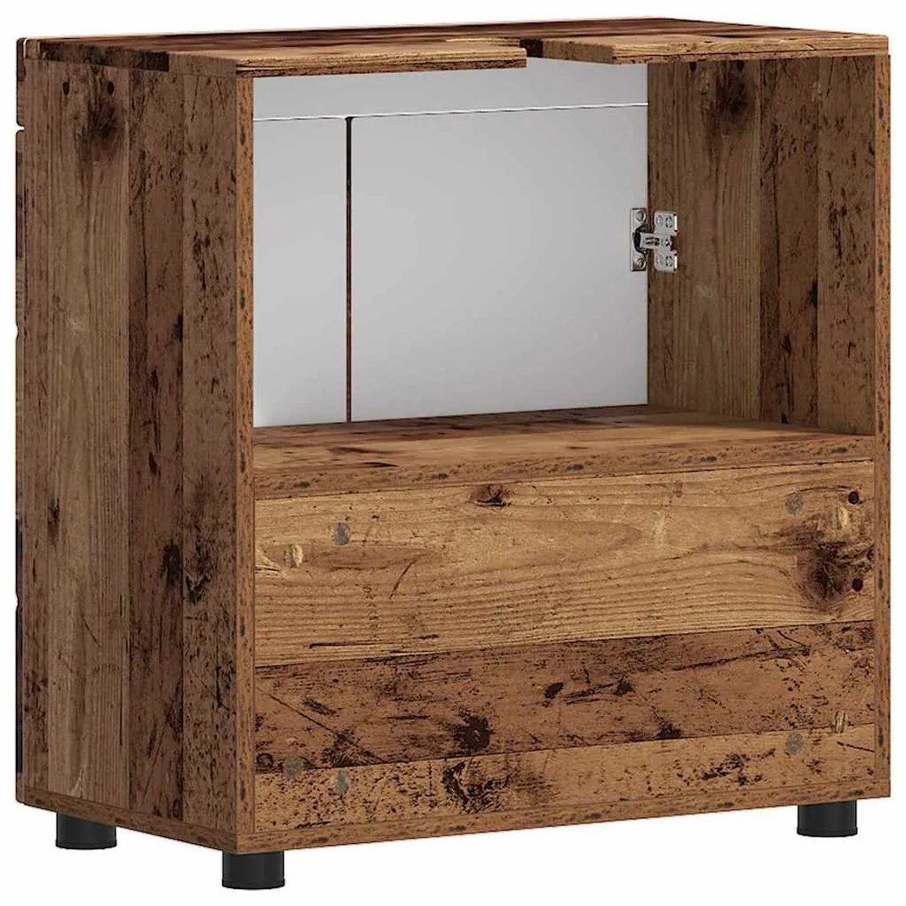 vidaXL Ντουλάπα νιπτήρα μπάνιου TULUM Παλαιό ξύλο 60 x 34 x 63 εκ