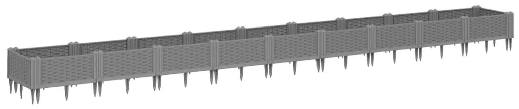 vidaXL Ζαρντινιέρα με Πασσάλους Γκρι 123,5x43,5x43,5εκ. Πολυπροπυλένιο