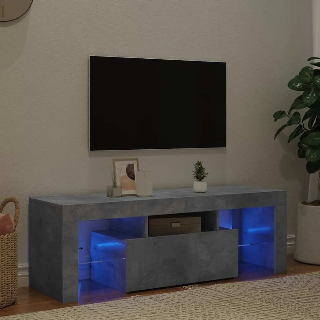 vidaXL Έπιπλο Τηλεόρασης με LED Γκρι Σκυροδέματος 120 x 35 x 40 εκ.